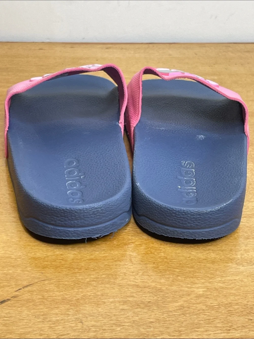 adidas Kids Pink and Navy Slide Sandals with Logo. Size 13
